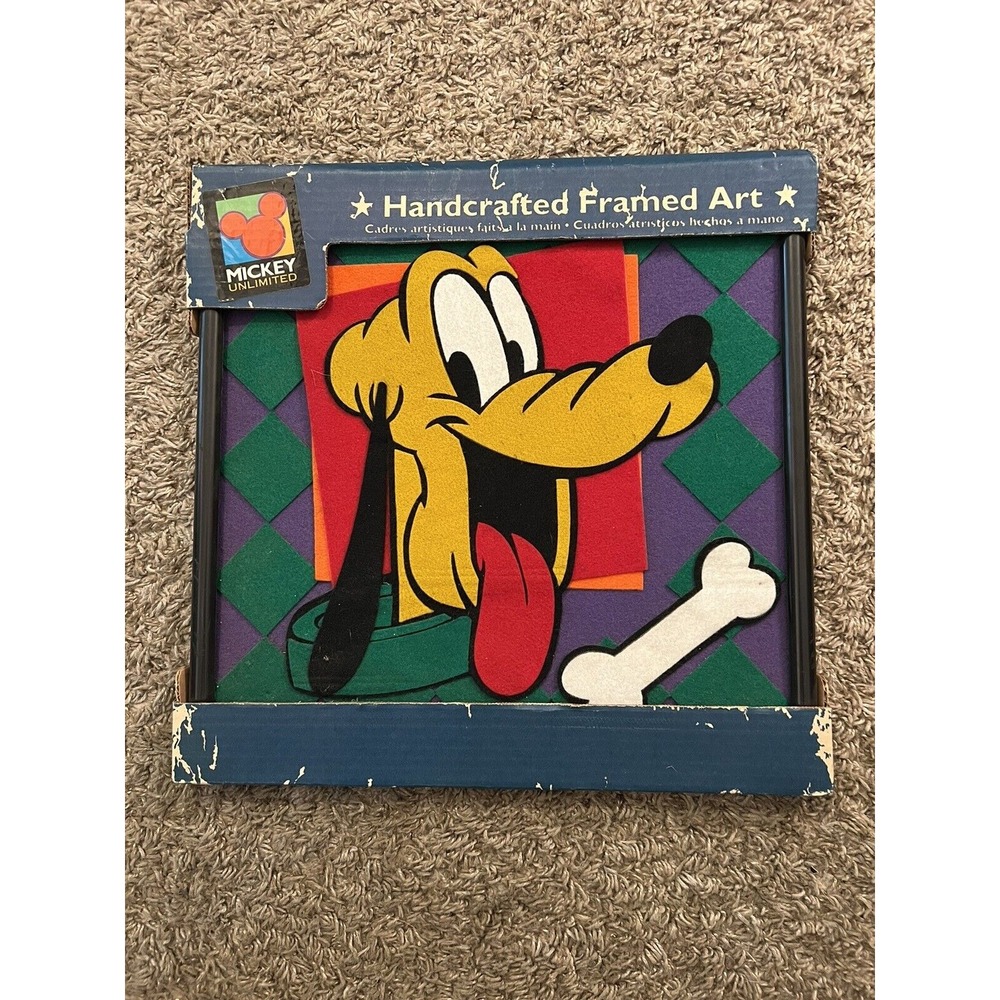 Vintage Mickey Unlimited Vintage Disney Pluto Handcrafted Felt Framed Art